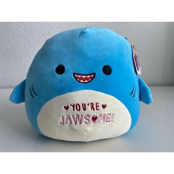 12" Rey The shark Valentine's 2020 Squishmallow “You’re JAWSOME” Soft Plush NWT - Picture 1 of 6